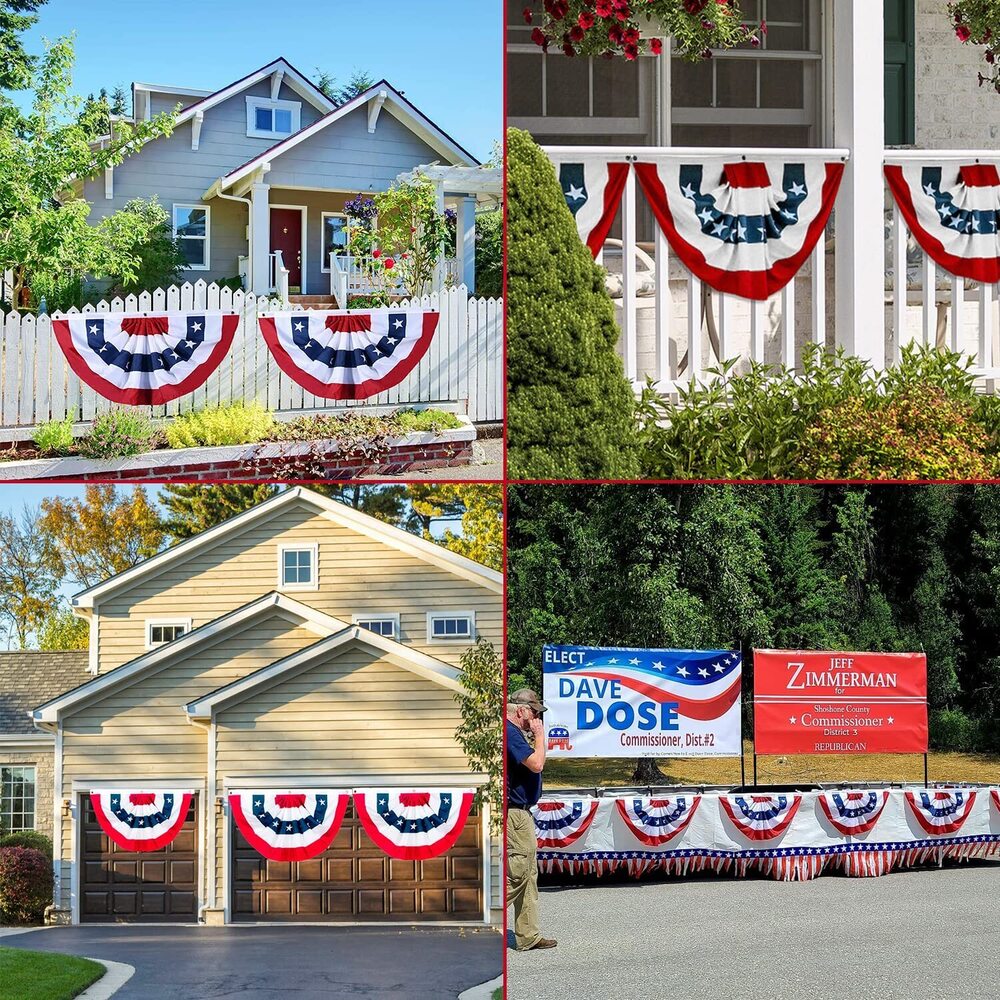 American Patriotic Bunting Flag, American Flag Bunting1.5x3Ft for Outside - Picture 7 of 7